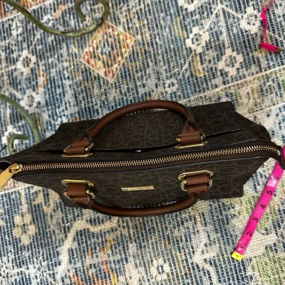 Calvin Klein Dark Brown Monogram Satchel - Picture 5 of 7